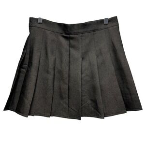 Made By Johnny Pleated Mini Skirt WB2344 Womens L Black Preppy Dark Academia